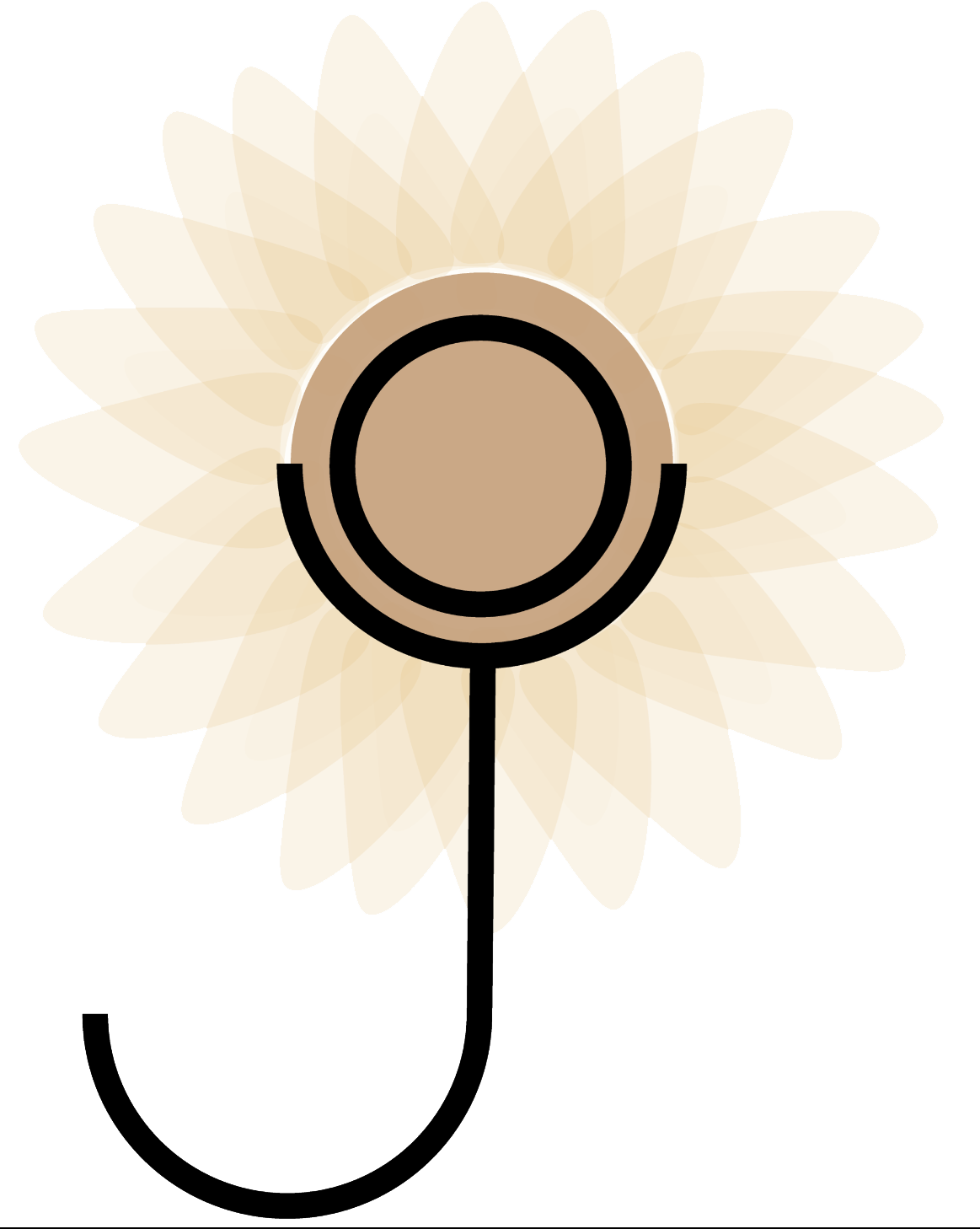 Joy Lab Learning Logo beige sunflower umbrella graphic on white background.